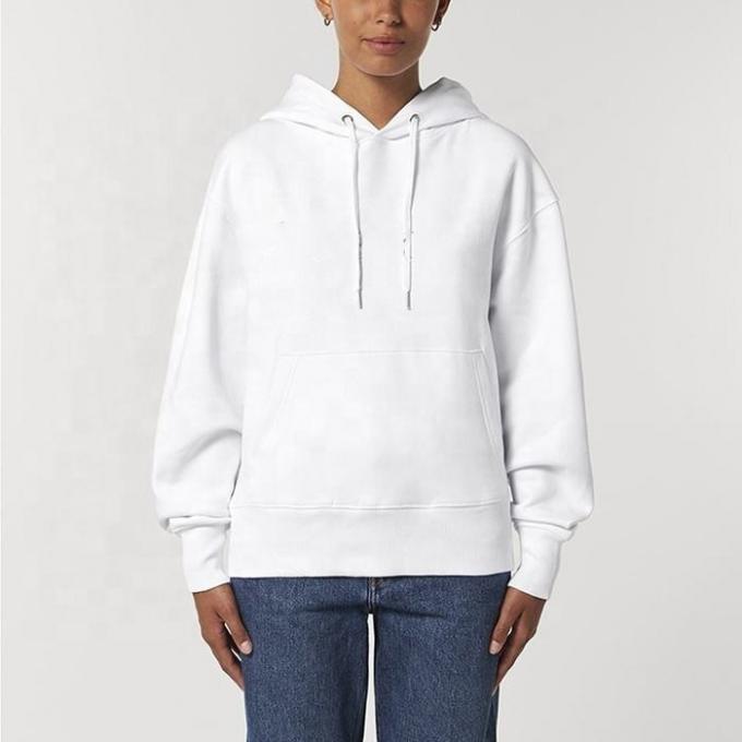 Σπαθί βαμβάκι βαρύ βάρος υπερμεγέθης Hoodie με μακρύ μανίκι Λευκό χρώμα 1